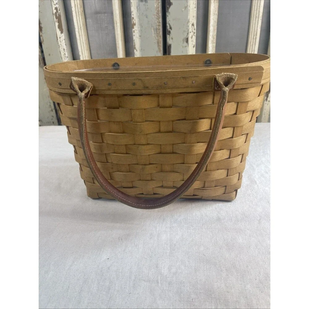 Longaberger 2003 Medium Boardwalk Basket Tote Purse w/ Protector Signed